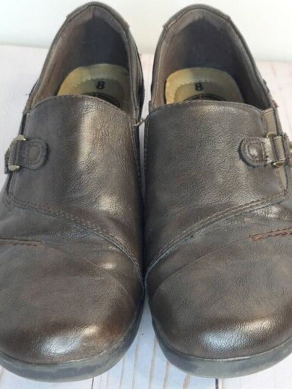 Earth Spirit Beni Comfort Slip-On Shoes Power Footbed Brown Leather Size 8